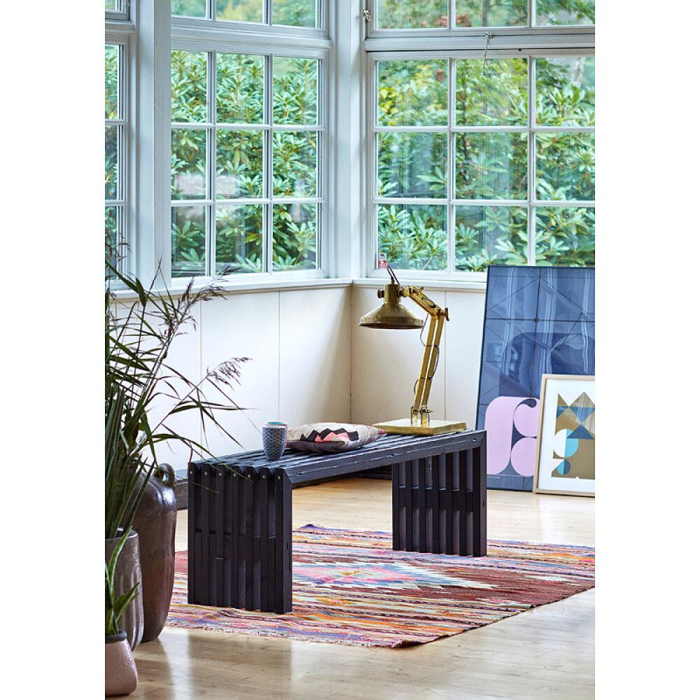BENK PLUS RUSTIKK DESIGN SVART 138X36X45 CM