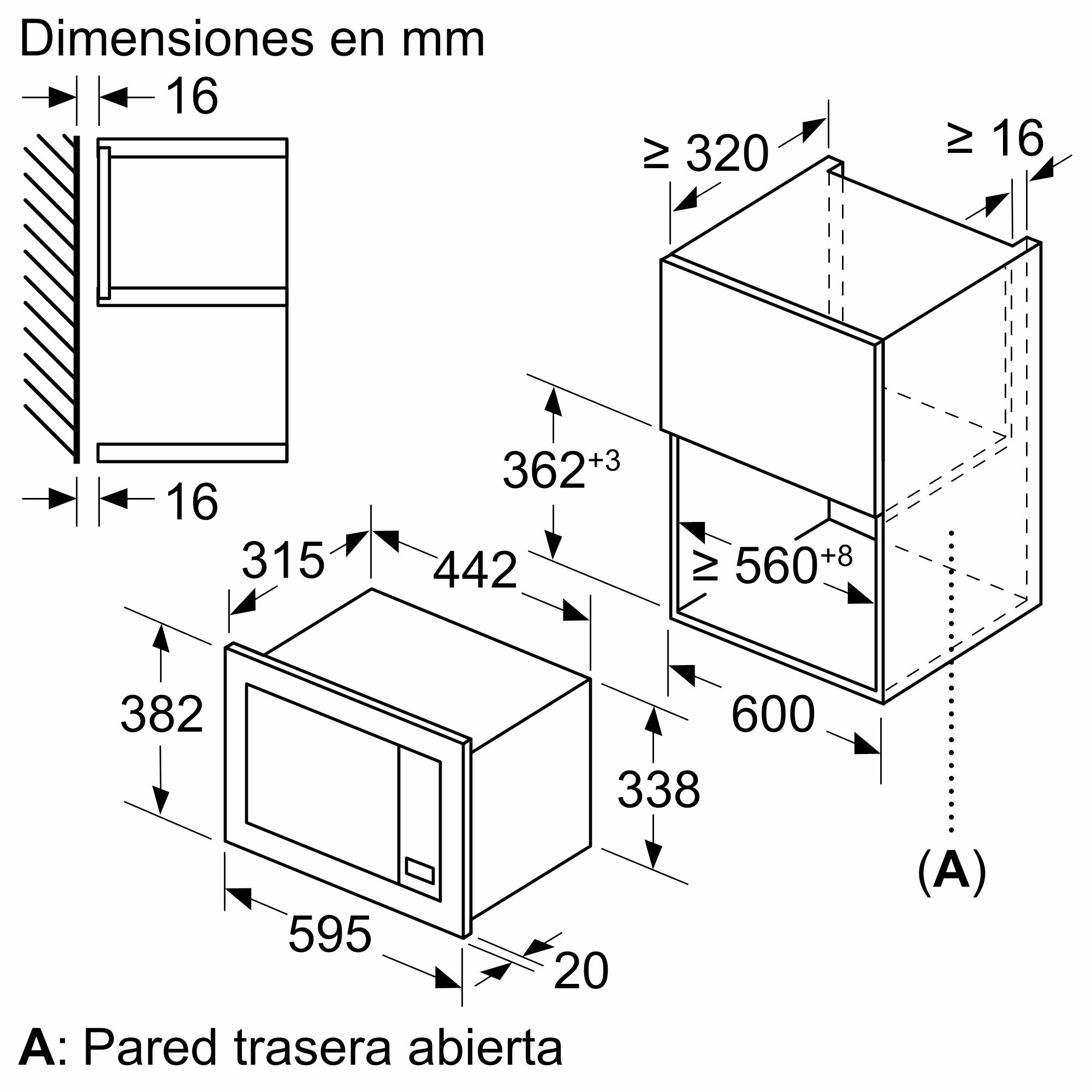Micro-ondas de embutir Série 2 em aço inoxidável BEL623MS3