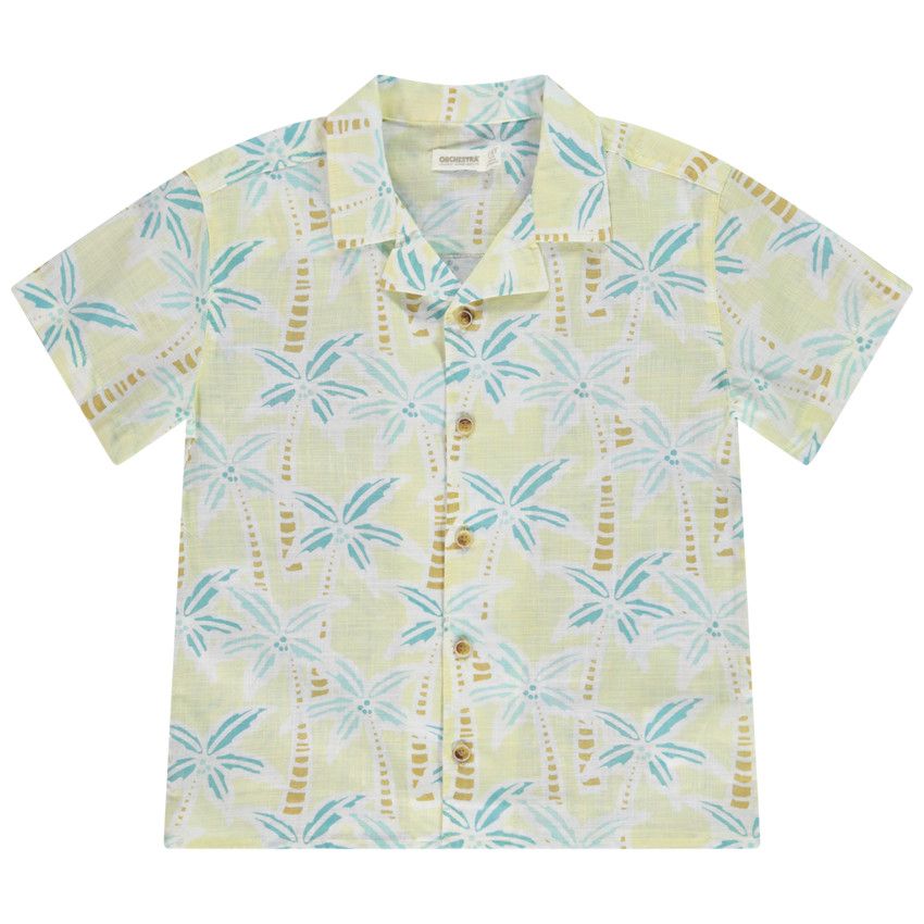 Chemise à manches courtes imprimée palmiers pour garçon - Jaune