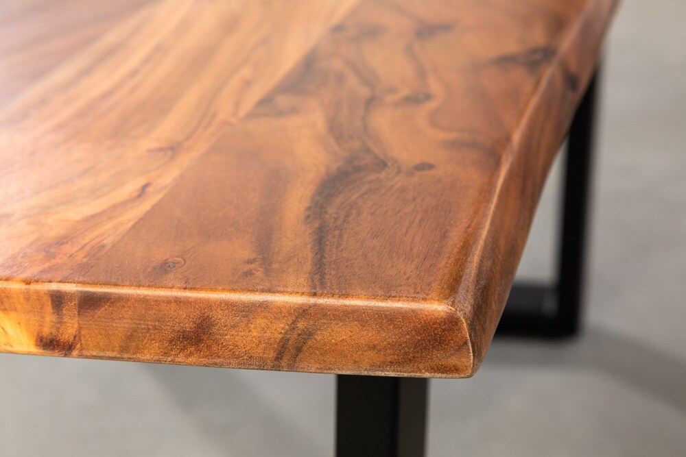 riess-ambiente Couchtisch MAMMUT - 120cm Akazie natur V-Gestell schwarz 2,5cm Tischplatte Massivholz