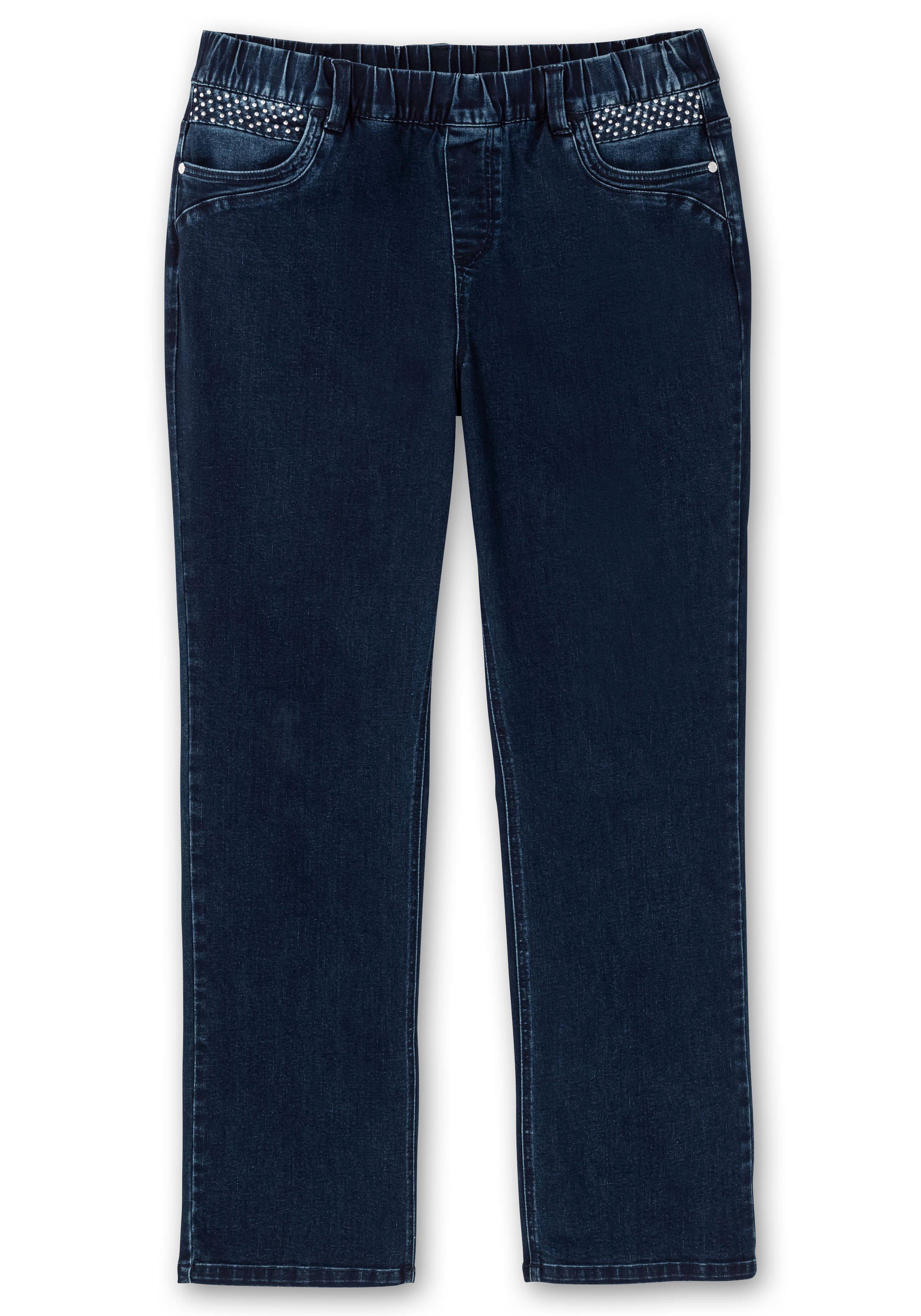 Gerade Jeans mit Gummibund und Shaping-Einsatz