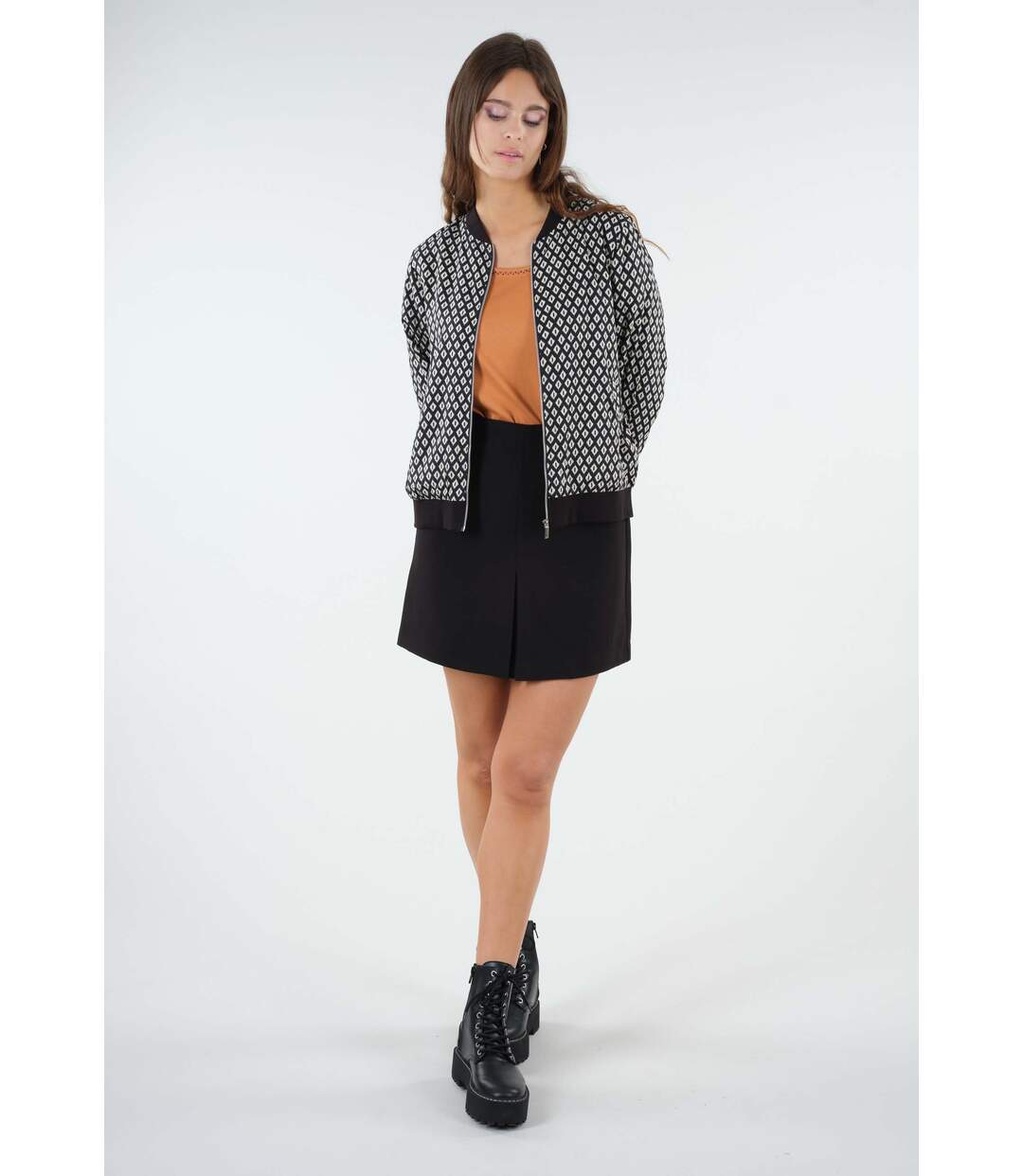 Blouson teddy motif géométrique MAGENA