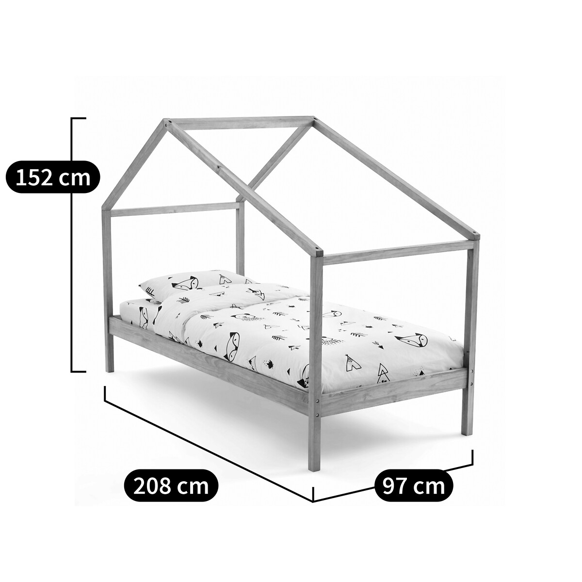 LA REDOUTE INTERIEURS<br>Cama Caban em pinho maciço com estrado de ripas Spidou