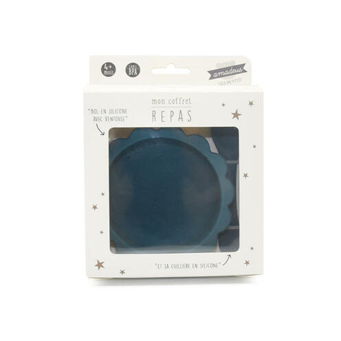 Coffret Assiette et Cuillère Bleu - AMADEUS LES PETITS