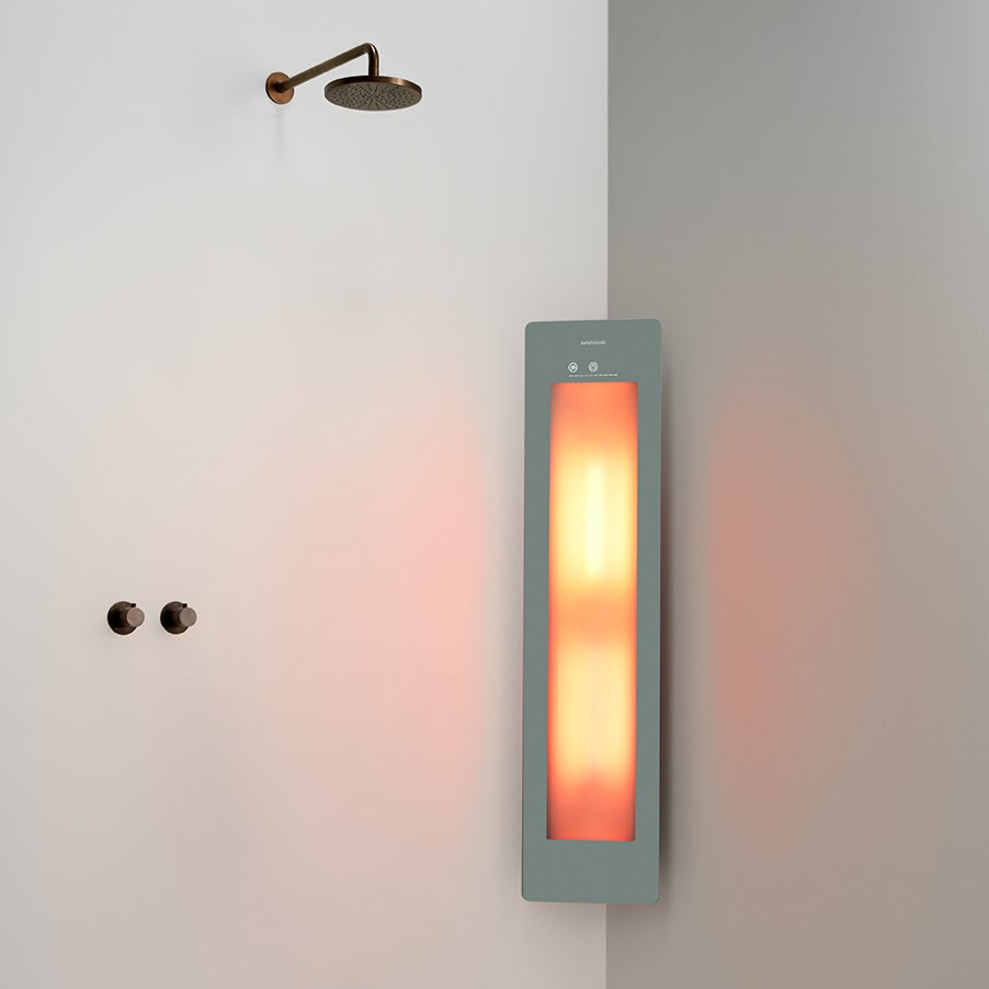 Sunshower Round One Medium Organic Grey infraroodlamp 33x140x10cm hoekopbouw
