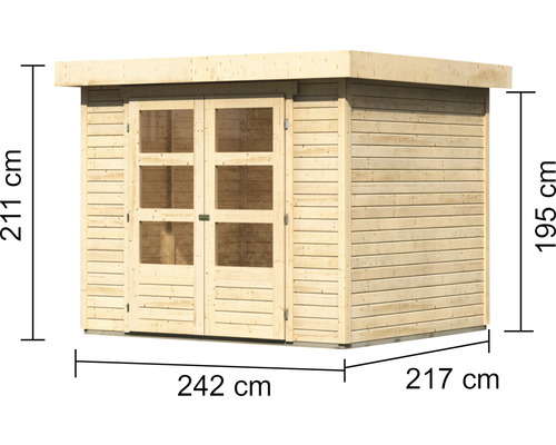Expresshaus, Karibu Rasch 3 tuinhuis, 266 x 238 cm, naturel