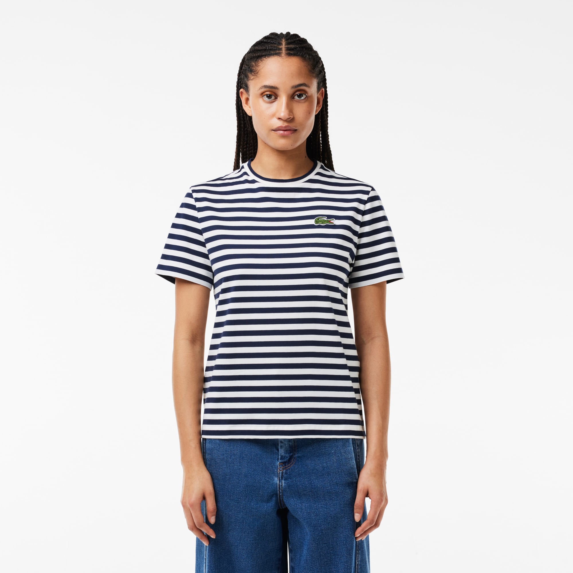 T-shirt femme loose fit Lacoste à rayures en jersey de coton T-Shirts - Bleu - Lacoste - Femme