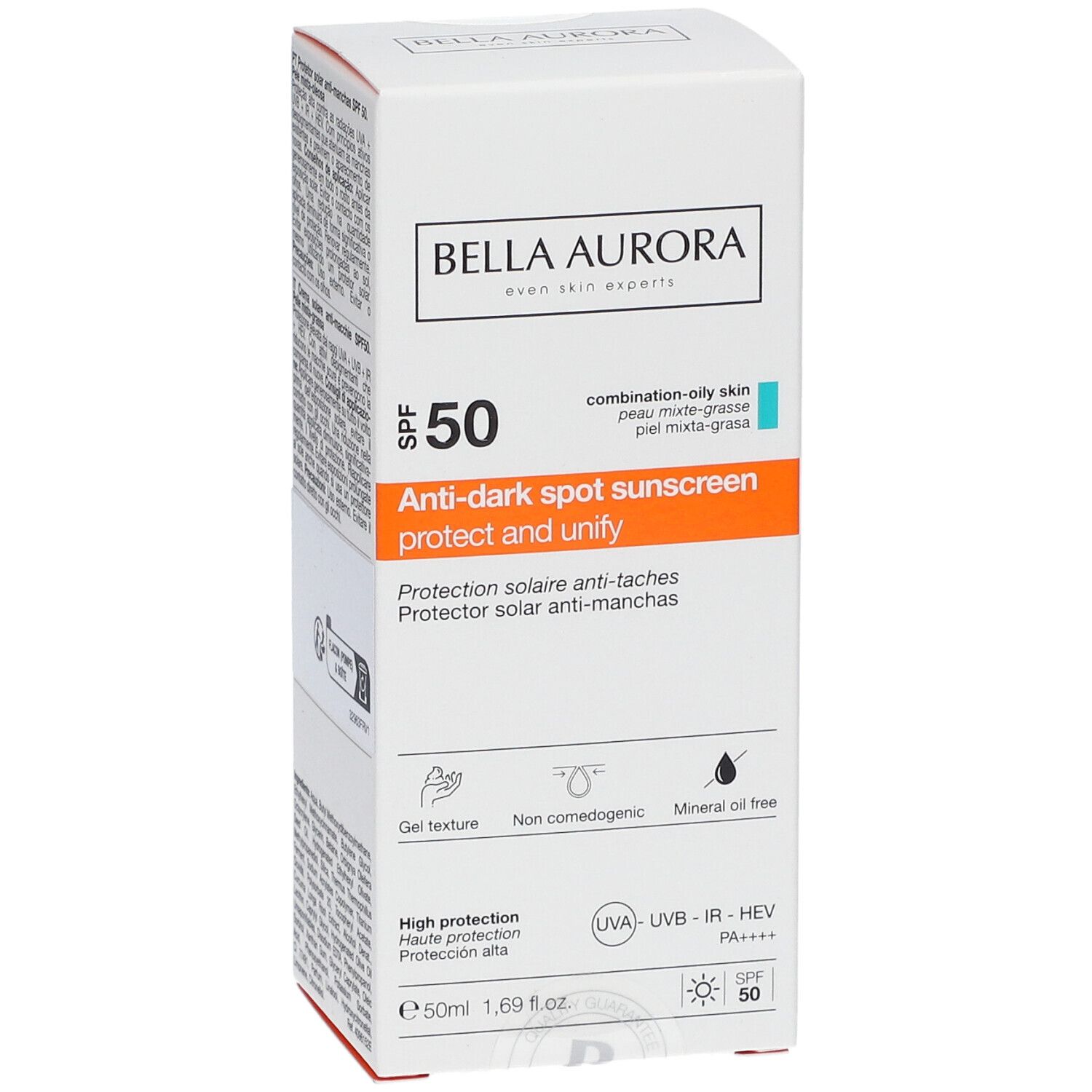 BELLA AURORA Sonnencreme gegen Pigmentflecken LSF50 Mischhaut bis fettige Haut