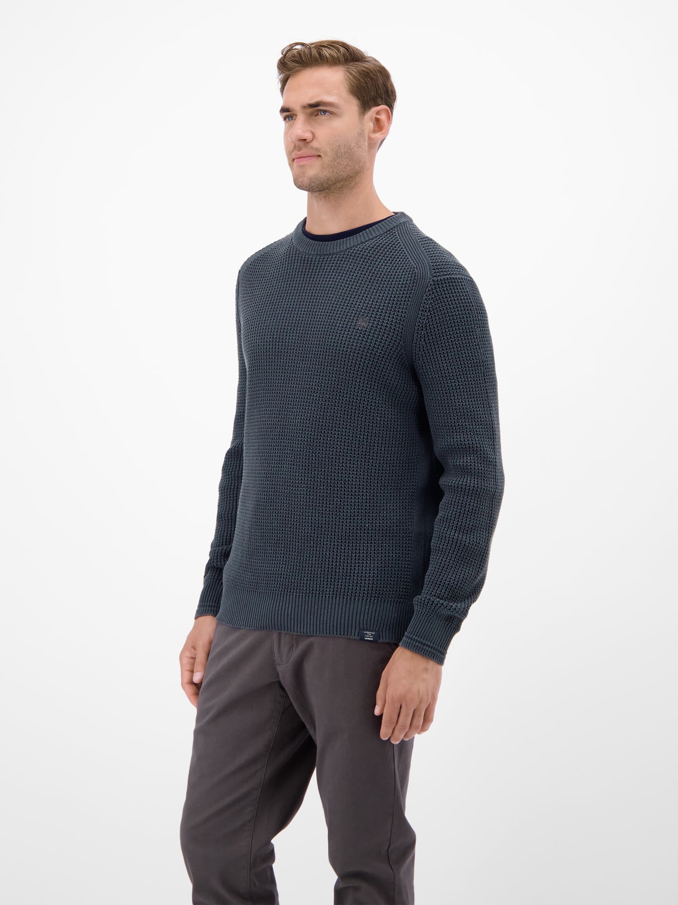 Herren Crewneck-Stricker in Strukturqualität