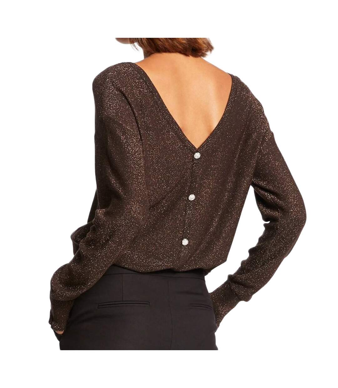 Pull Marron Brillant Femme Morgan Morika