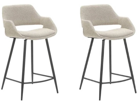 CONCEPT1 - Tabouret de bar Lot de 2 T. Esmee gris eff laine bouclette (plan)