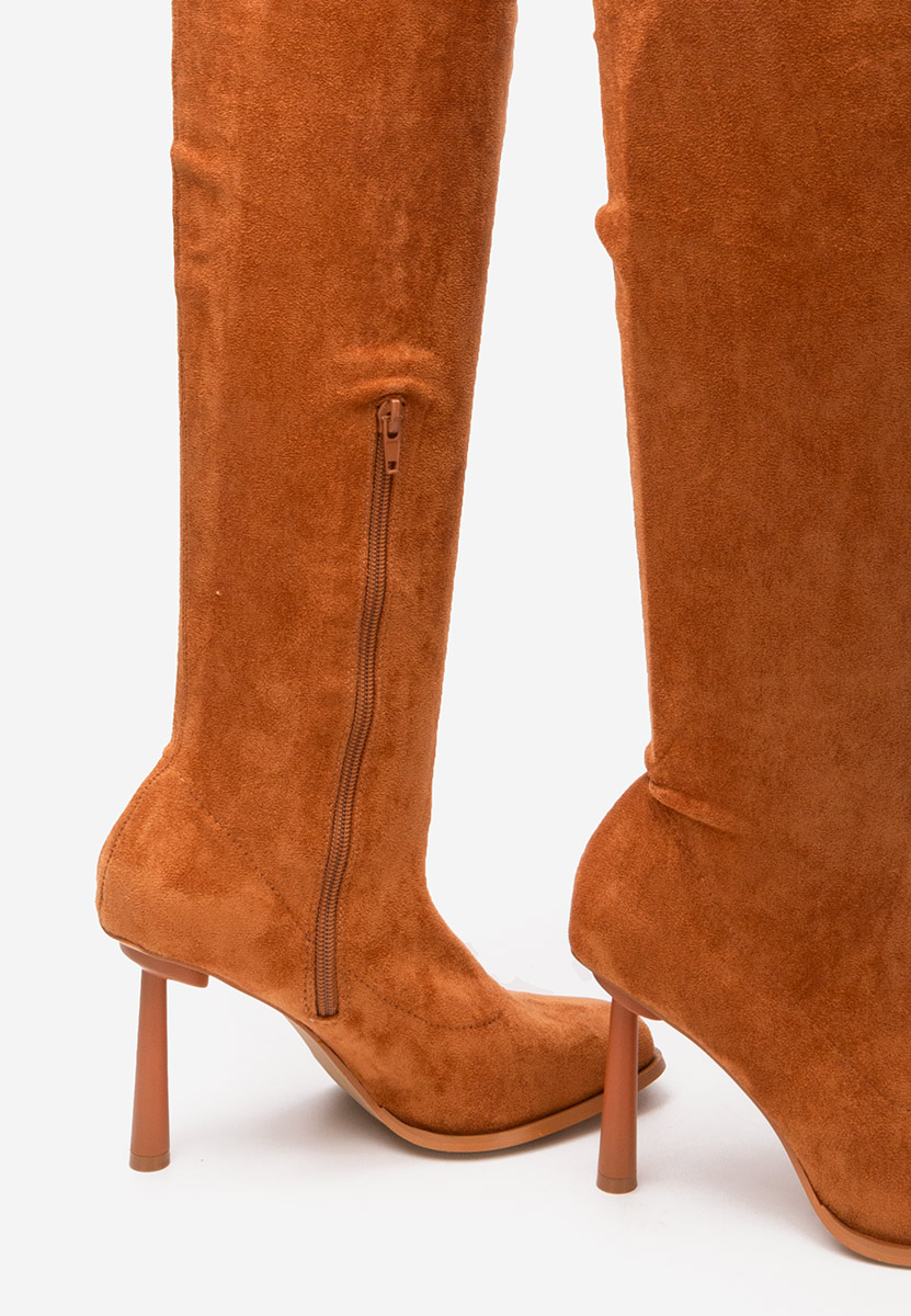 Bottes hautes à talon fin chameau Mincia