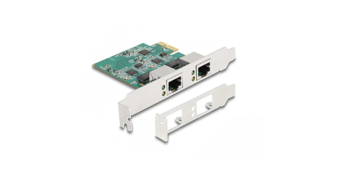 DeLOCKPCI Express x1 Card to 2 x RJ45 2.5 Gigabit LAN RTL8125 netwerkadapter