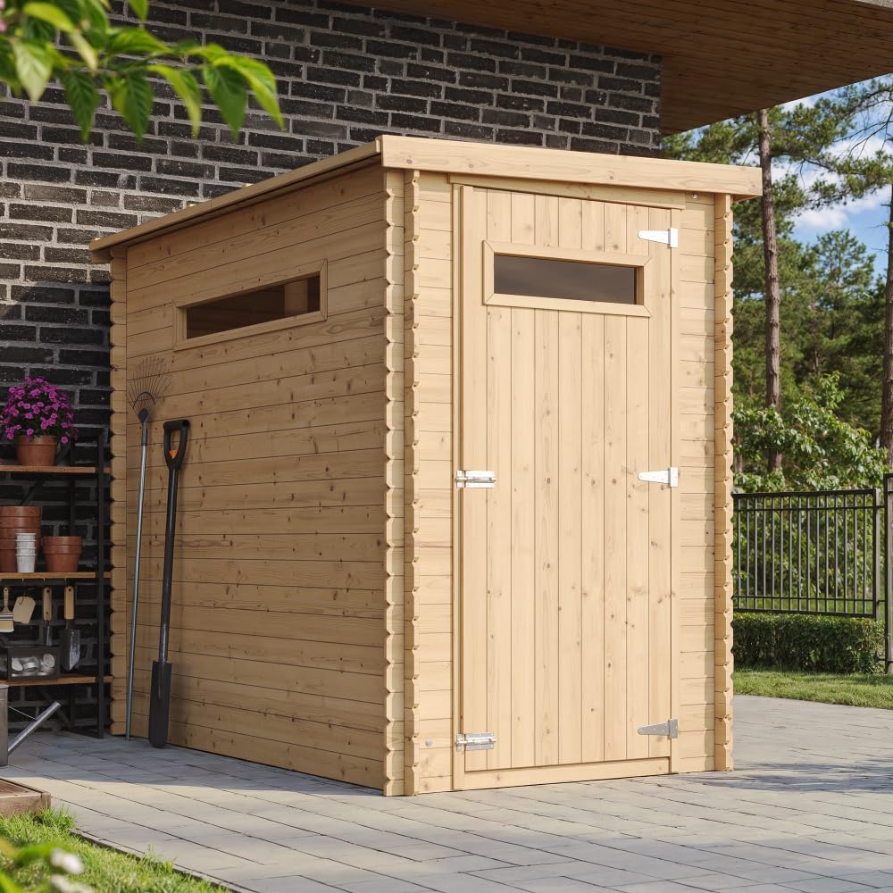 Gartenhaus Holz - Geräteschuppen Holz - Gerätehaus kleine Fenster B144xL239xH198 cm/ 2.63 m2 - Fahrrad Schuppen - Gartenhäuser & aufbewahrung Wasserfestes Dach TIMBELA M306A