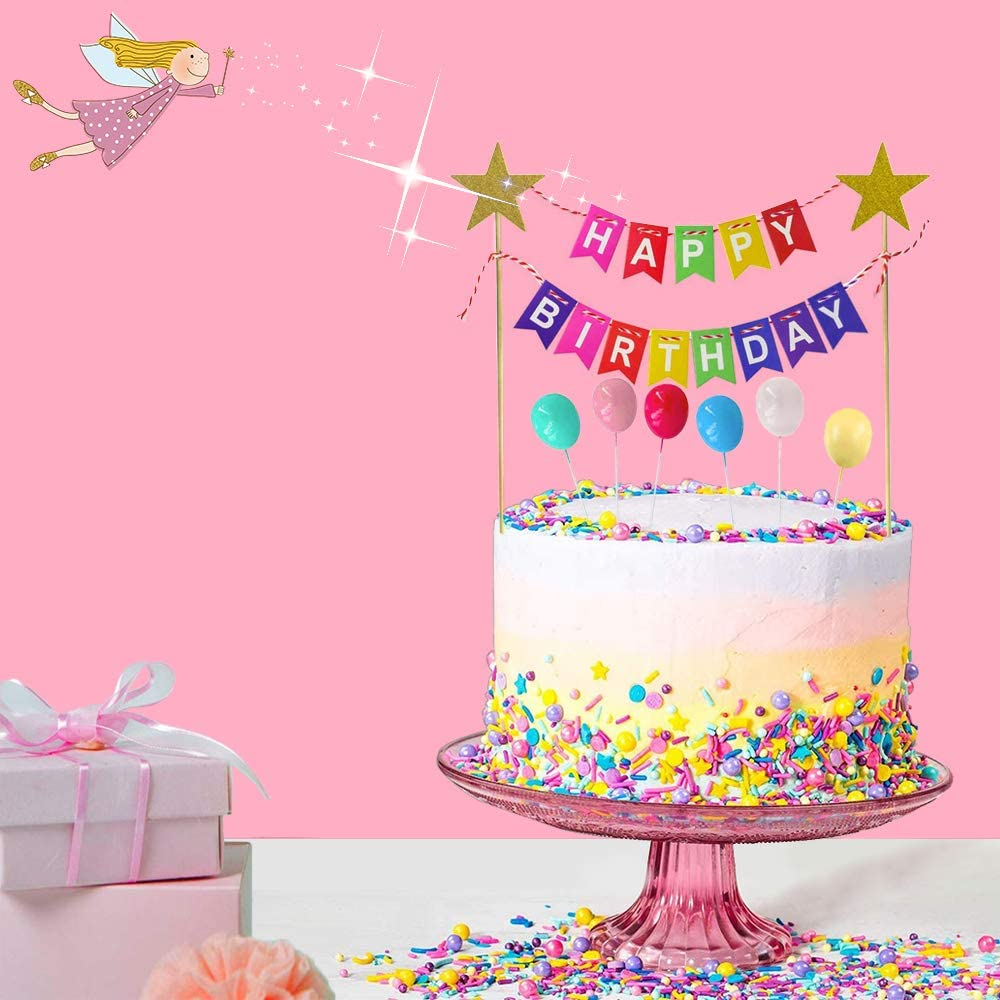 Kuchenstecker Happy Birthday Banner Tortenstecker Topper Dekoration für Torten / Kuchen - Blau