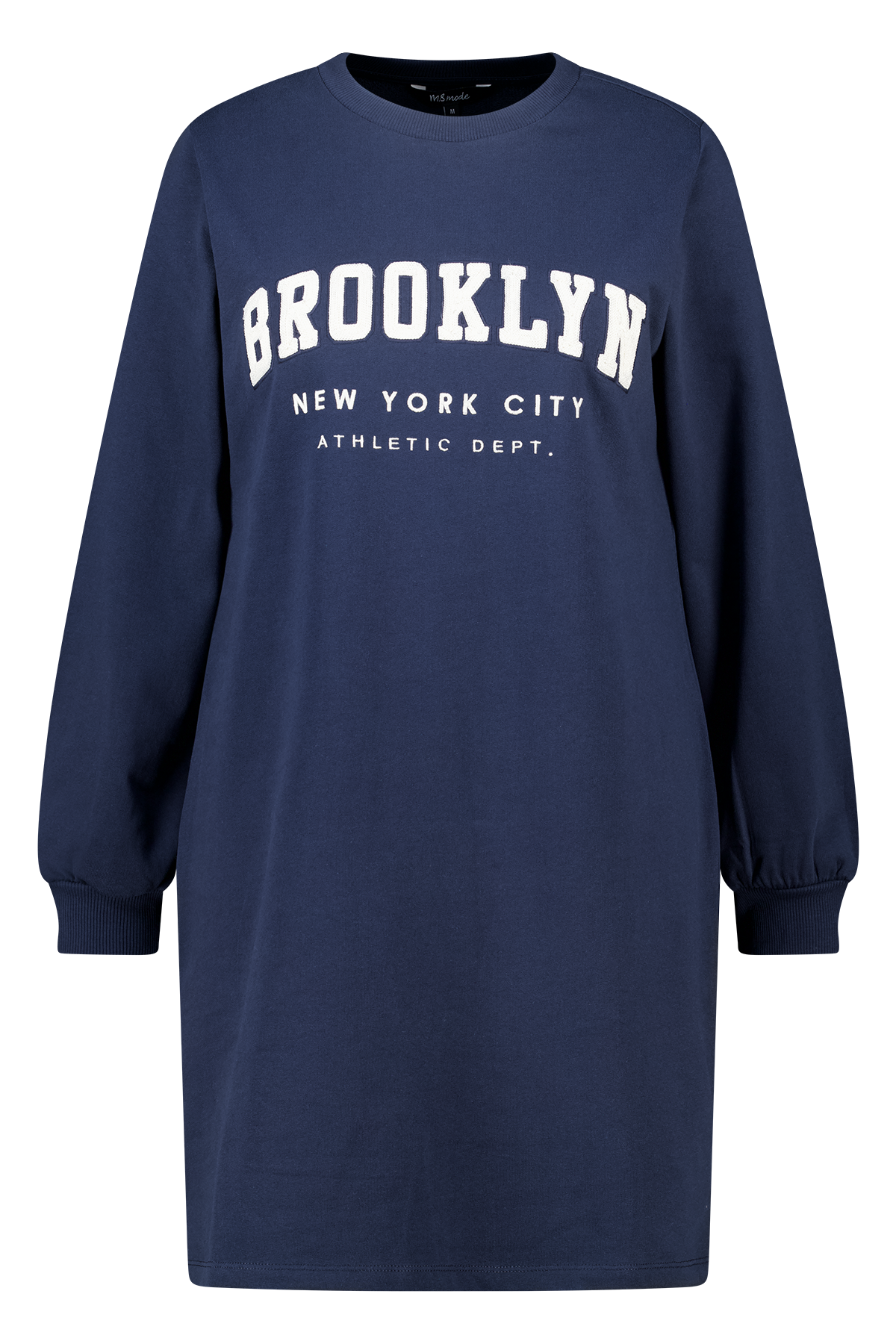 Sweater dress met tekst Navy blauw