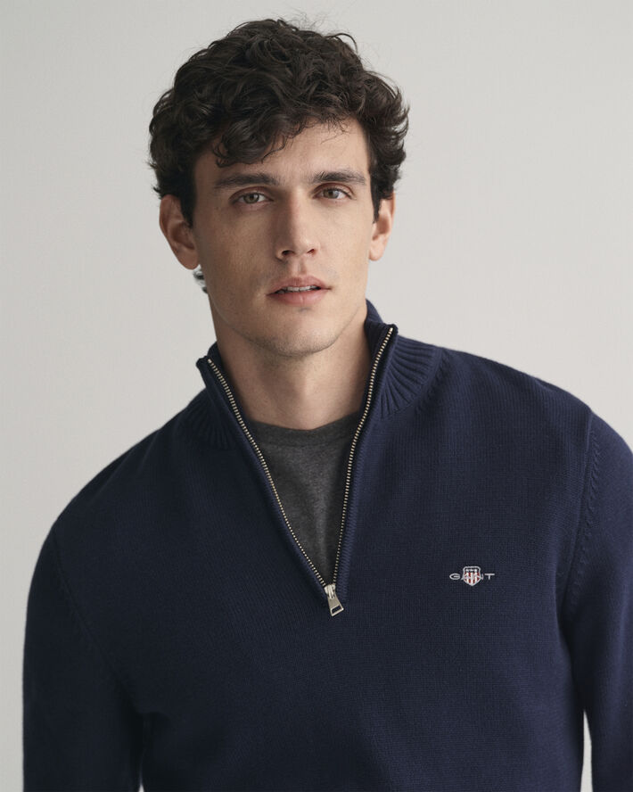 Gant CASUAL COTTON HALF ZIP Evening blue
