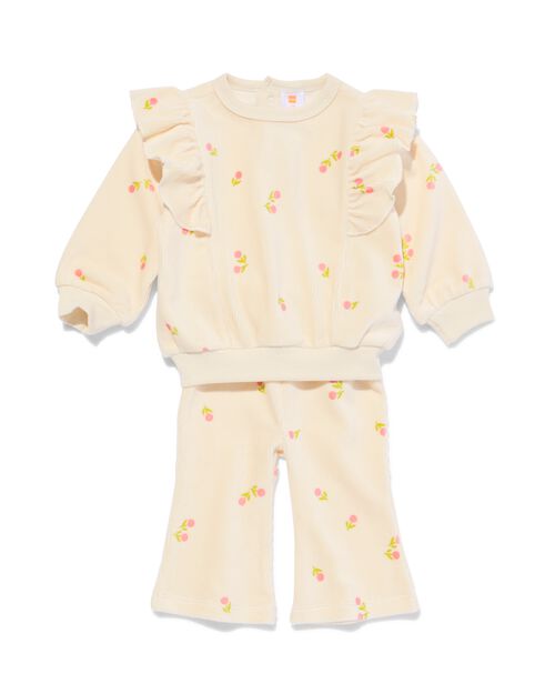 ensemble de vêtements pour bébé velours fleurs écru