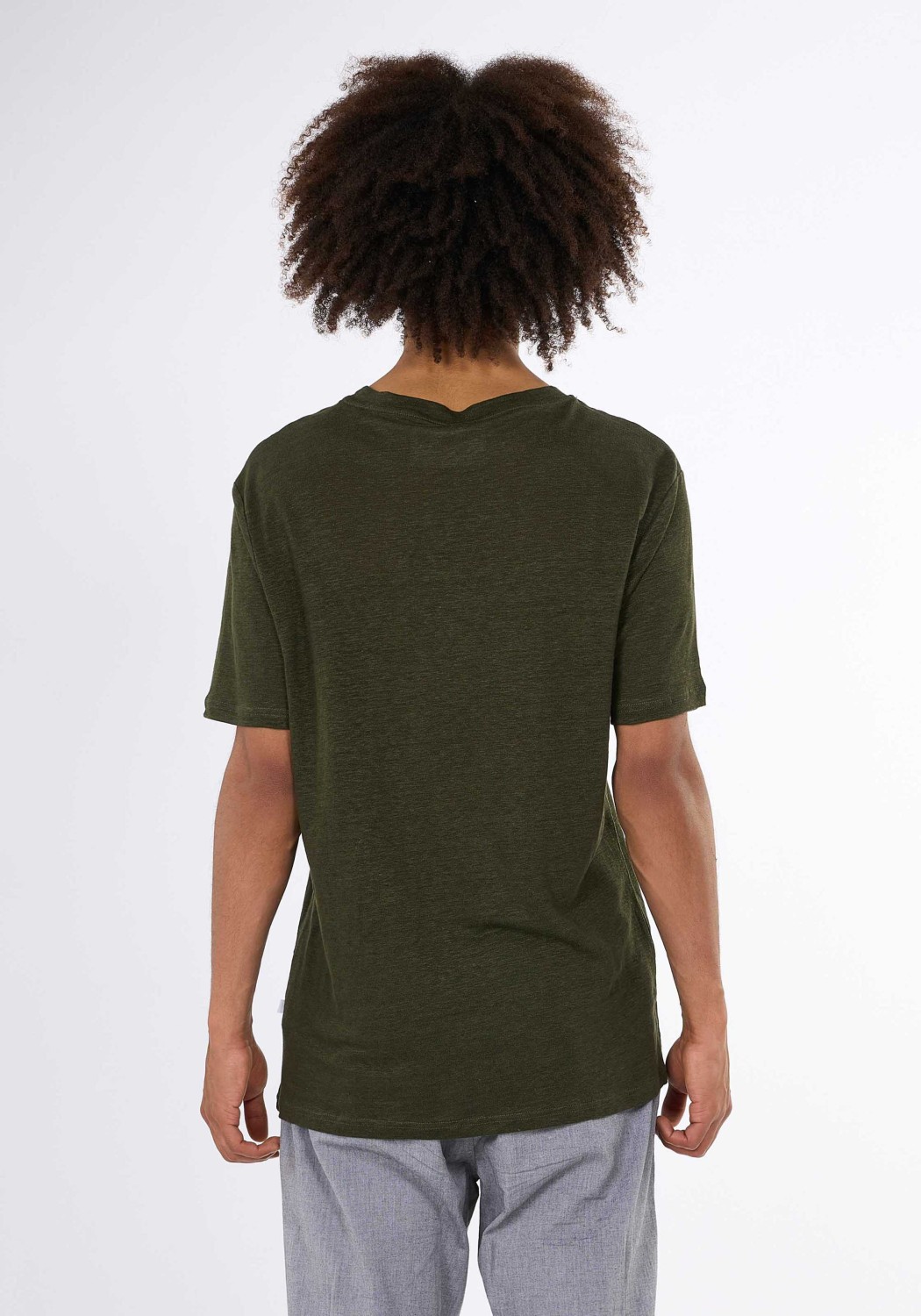 Knowledge Cotton Apparel Leinen-T-Shirt Forrest Night