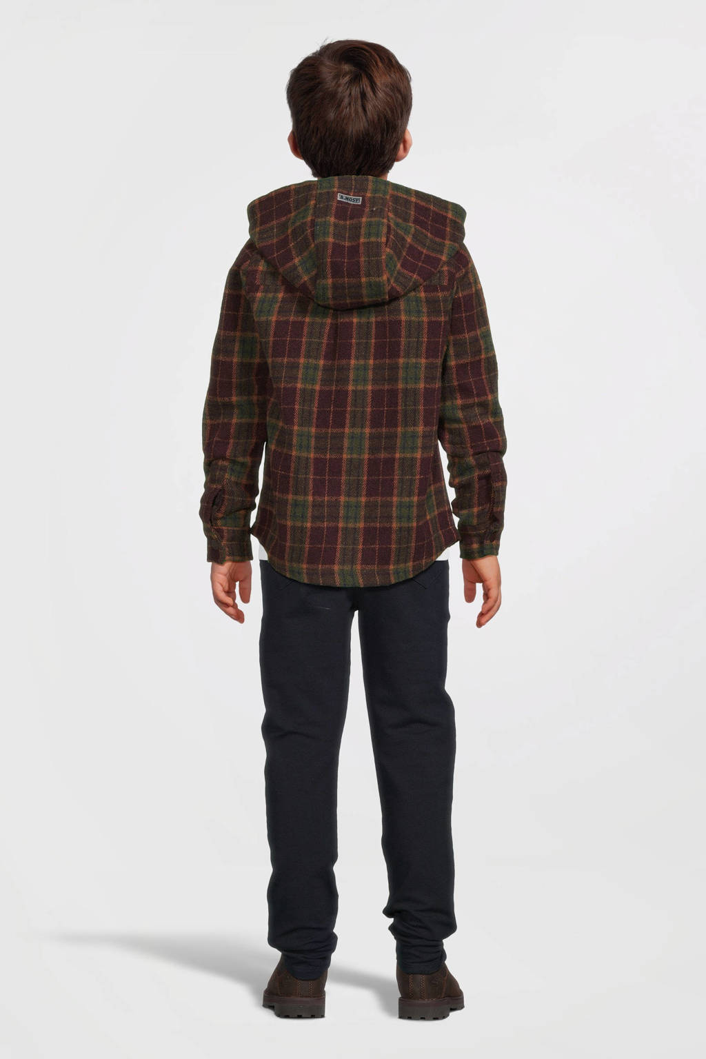 B.Nosy geruit overshirt Boaz met capuchon donkerrood/groen