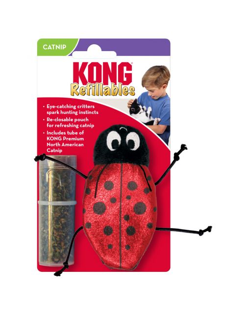 Kong Refillables Ladybug - Kattenspeelgoed - Rood Zwart Met Catnip