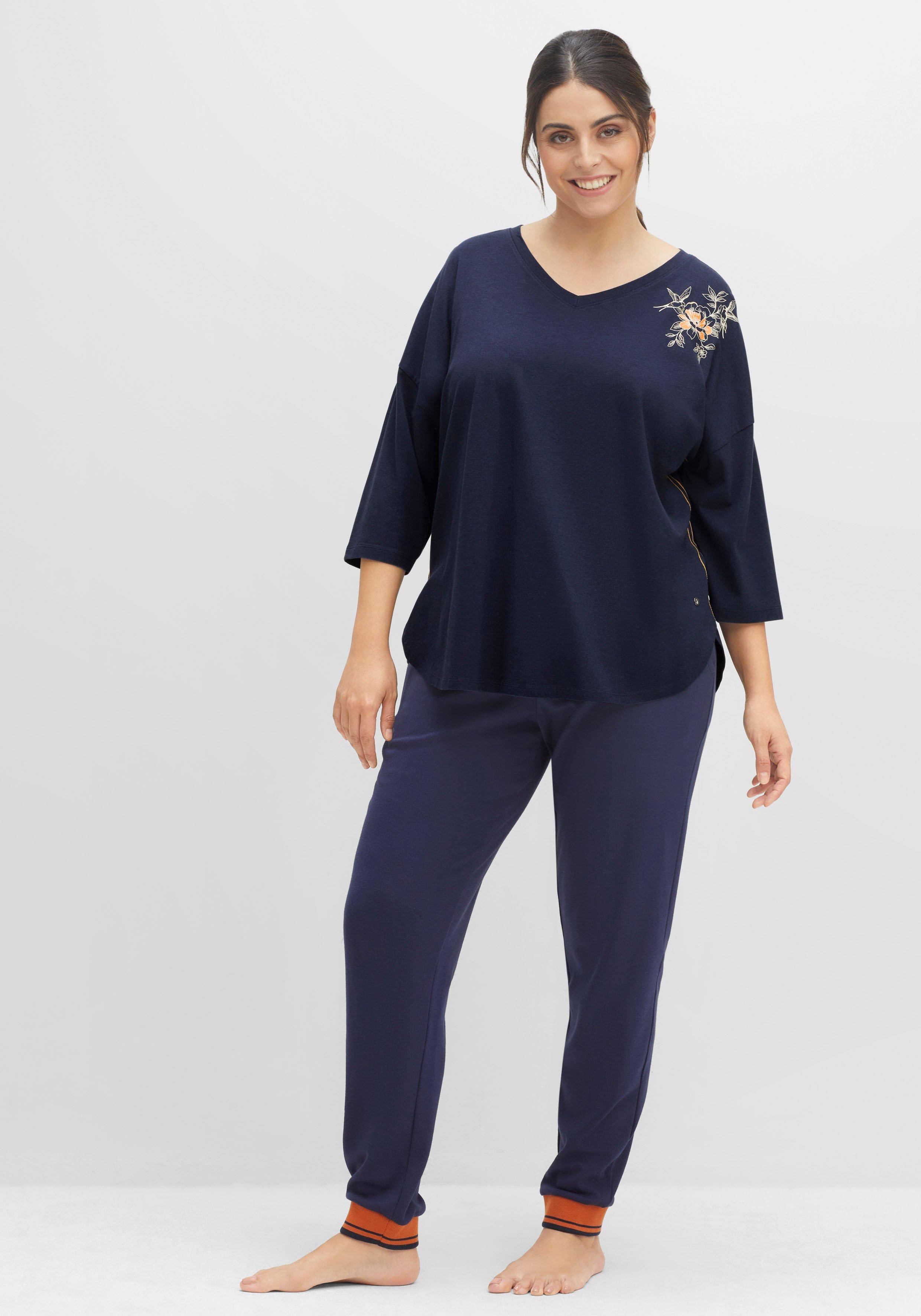 Relaxshirt mit Blumendruck und 3/4-Ärmeln