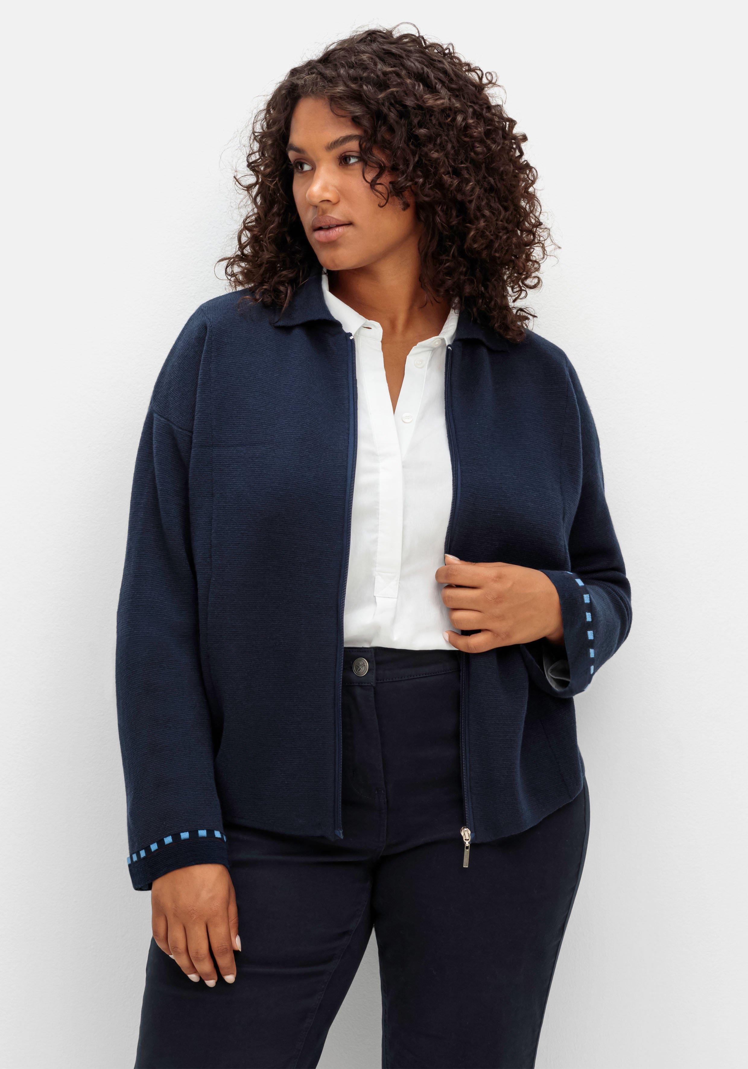Strickjacke in Blousonform, aus Milanostrick