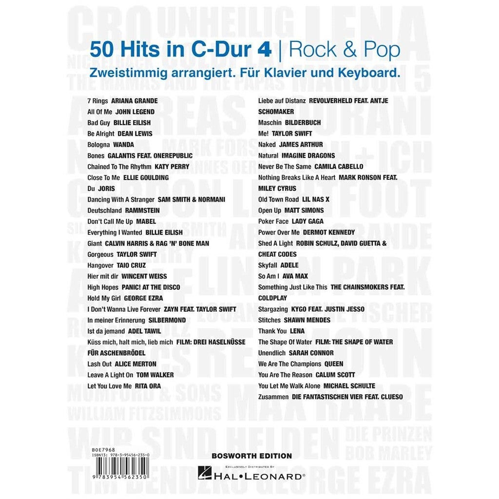 Bosworth 50 Hits in C-Dur 4: Rock & Pop songboek voor piano, keyboard, gitaar en zang