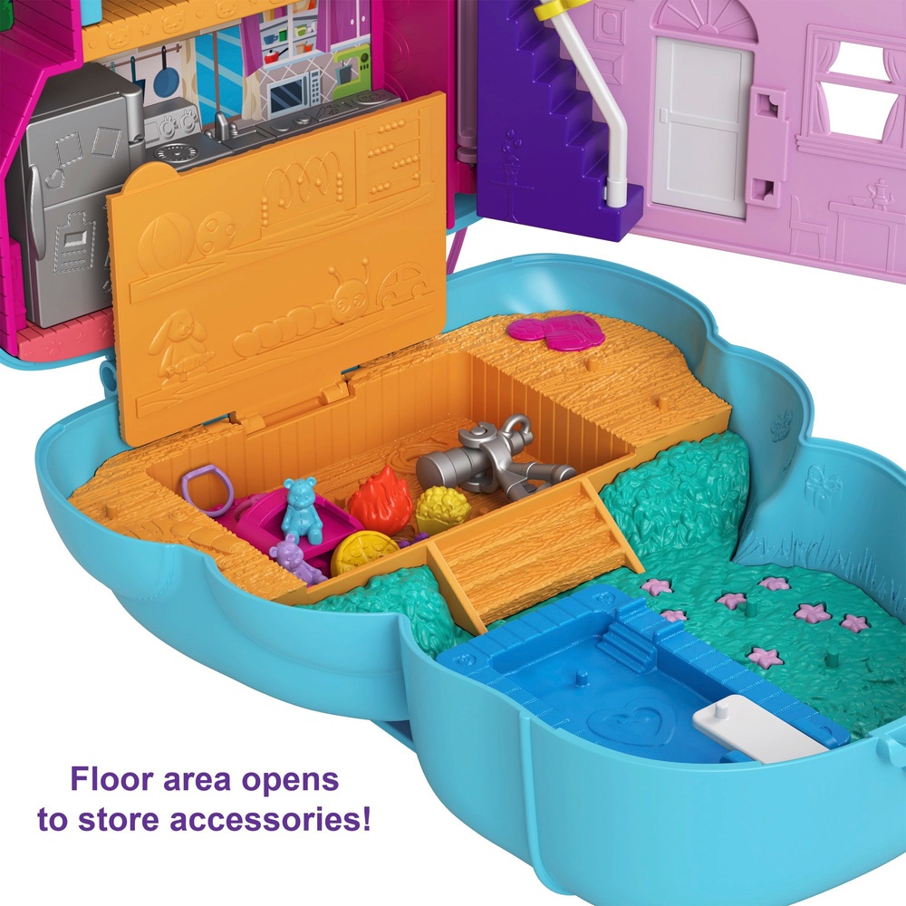 Polly Pocket Teddybär-Tragetasche mit Mikropuppen und Accessoires