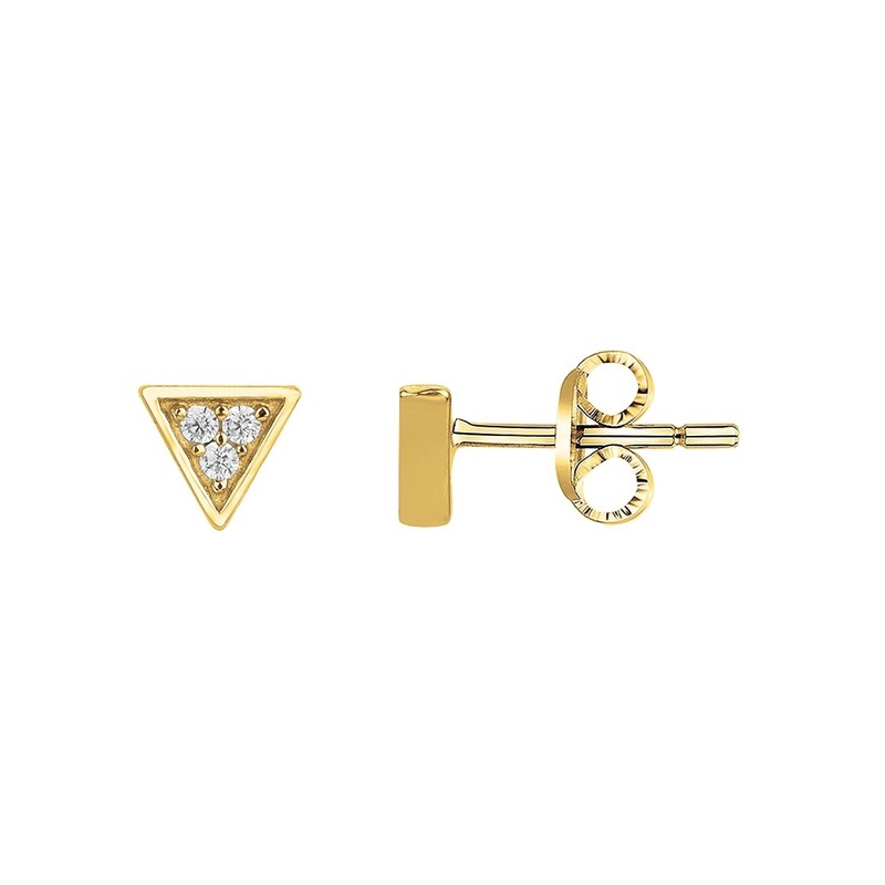 Boucles d'oreilles puces en Plaqué Or avec oxyde de zirconium blanc
