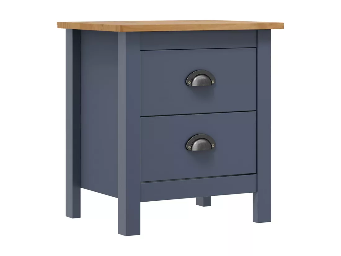 Tables de chevet Hill 2 pcs Gris 46x35x49,5 cm Bois de pin