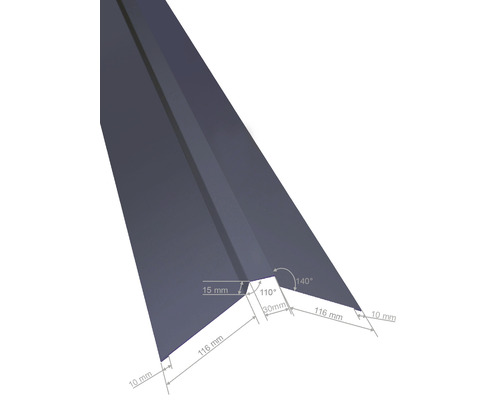 PRECIT rechte nok voor sandwichpanelen, antracietgrijs RAL 7016, 2000 x 116 x 116 mm