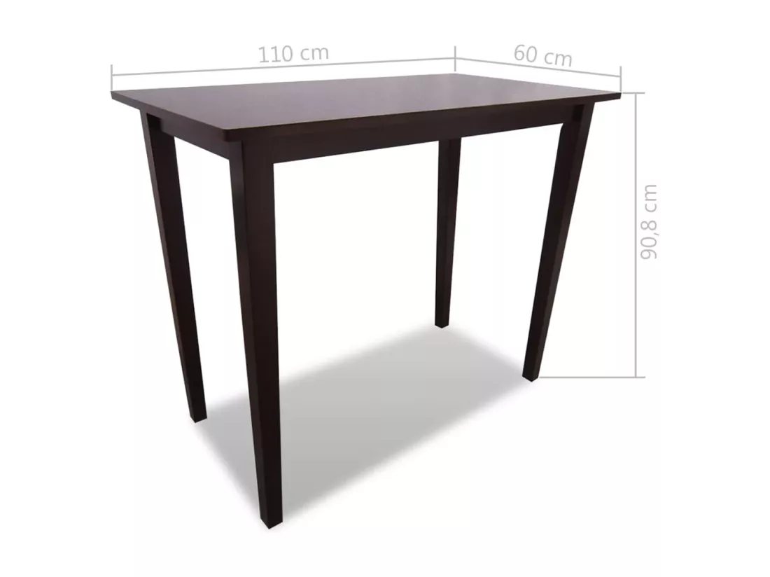 Set table et 4 chaises de bar en bois coloris marron