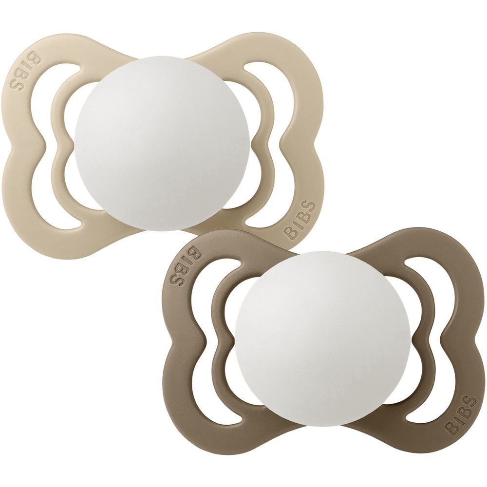 Køb Bibs Vanilla Glow/Dark Oak Glow Sut Supreme 2-Pak Silikone