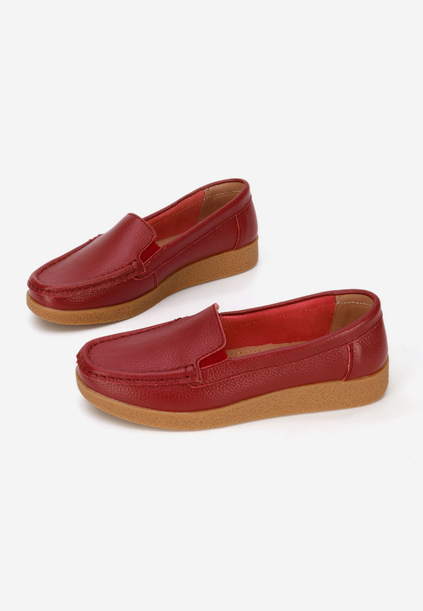 Mocassins en cuir naturel bordeaux Nerida