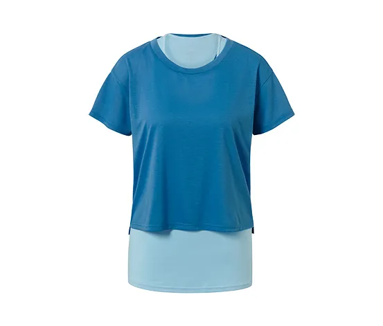 2-in-1-Kurzarm-Sportshirt, blau