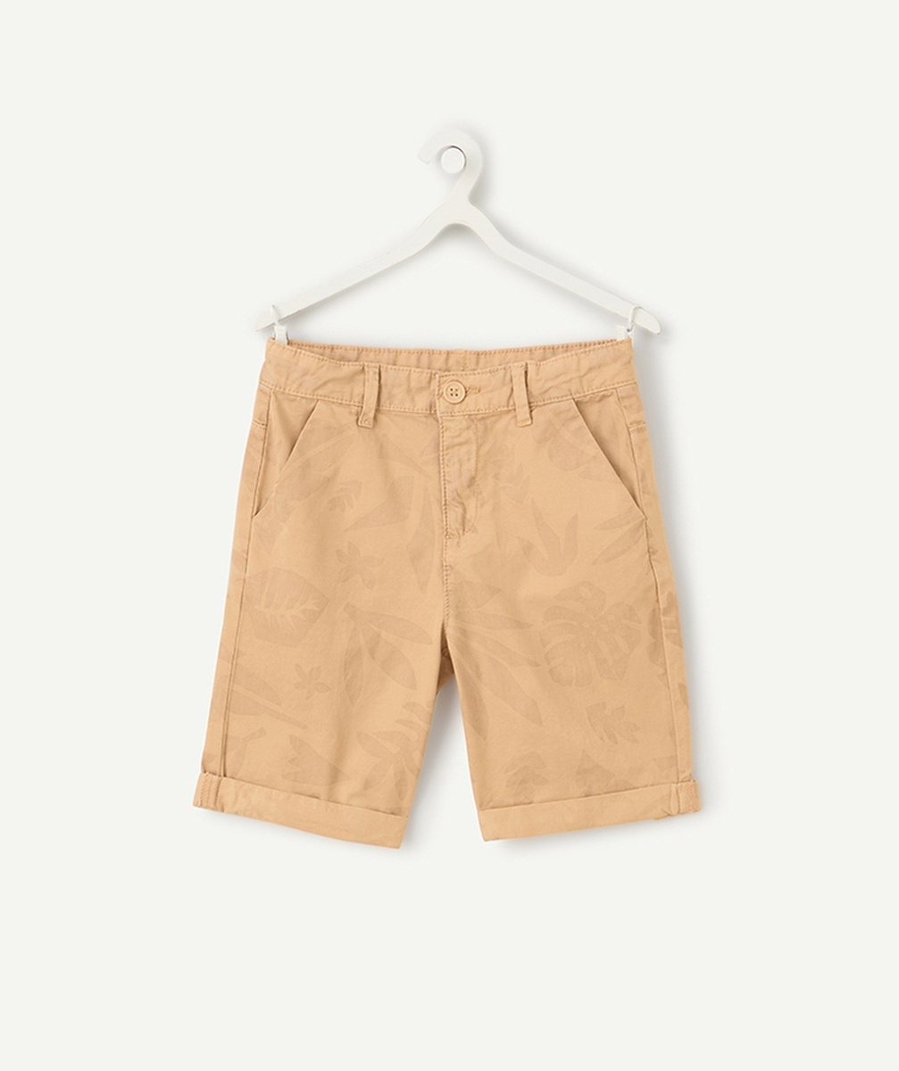 bermuda chino garçon marron imprimé tropical