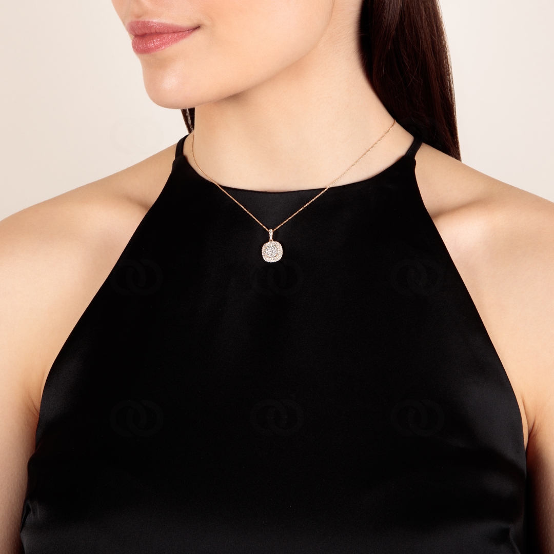 0.75 Karat Halo Diamantanhänger 750/18 K Roségold
