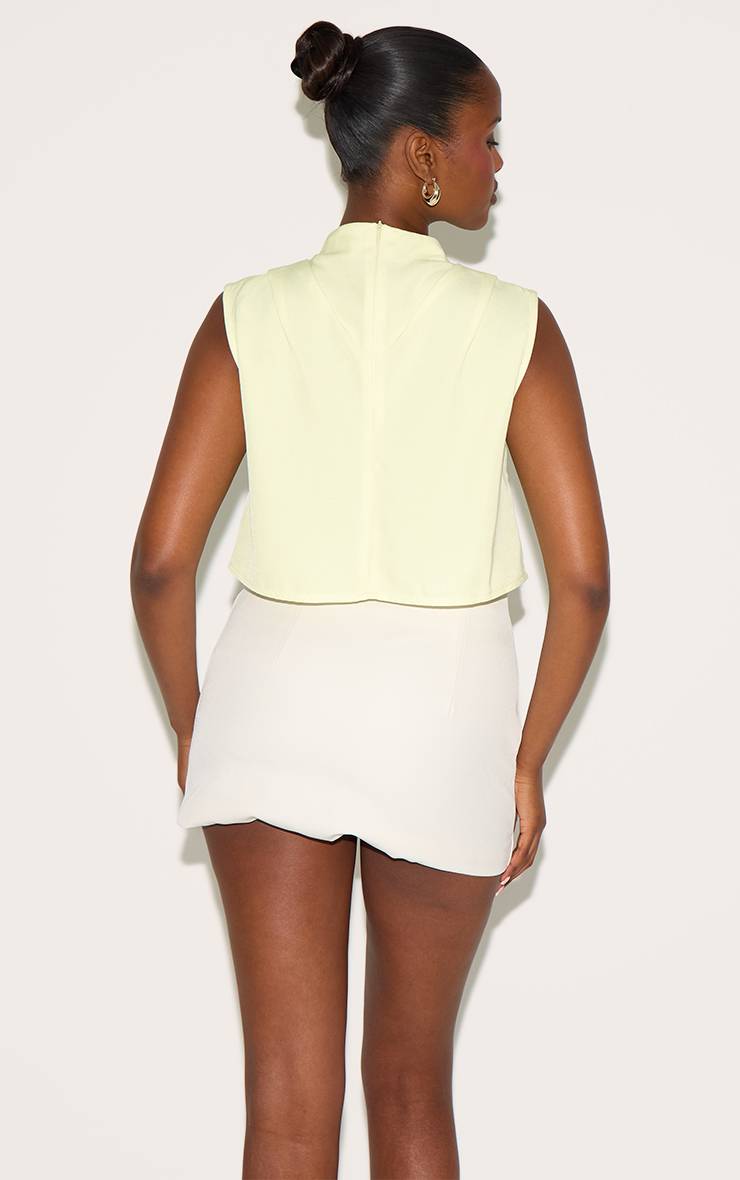 Citron Haut Boxy Plissé En Tissu Tissé