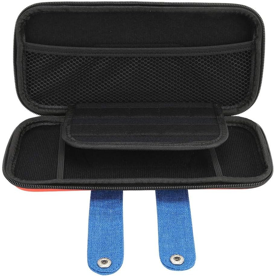 Nintendo Switch Reise Box Schutztasche Hartschale im Latzhosen Design - Rot / Blau
