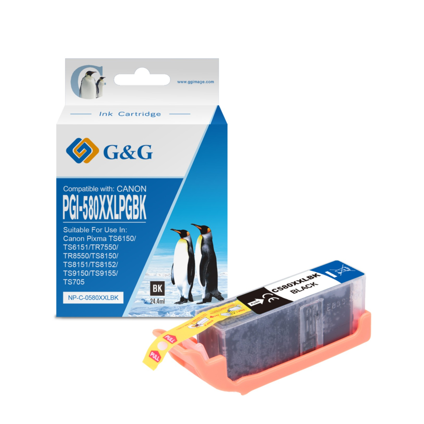 Ersetzt Canon PGI-580XXL BK Druckerpatrone Printer Tintenpatrone (600 Seiten / 26.4ml) - Schwarz