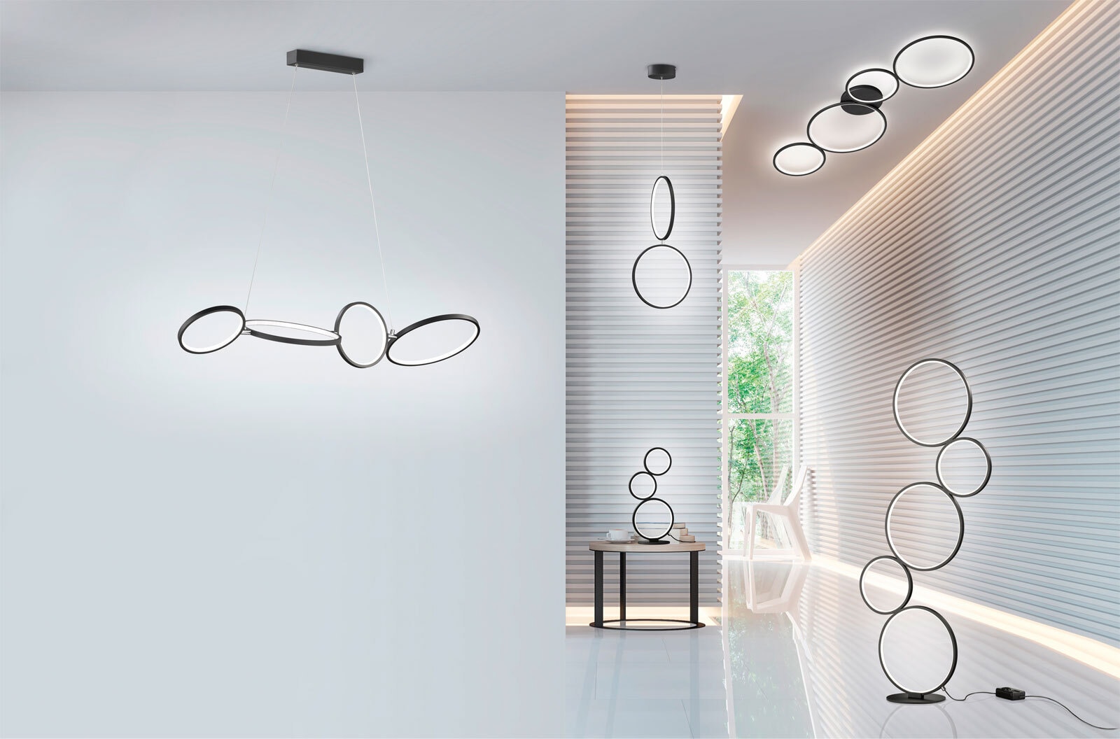TRIO LED Tischlampe RONDO 45 cm schwarz