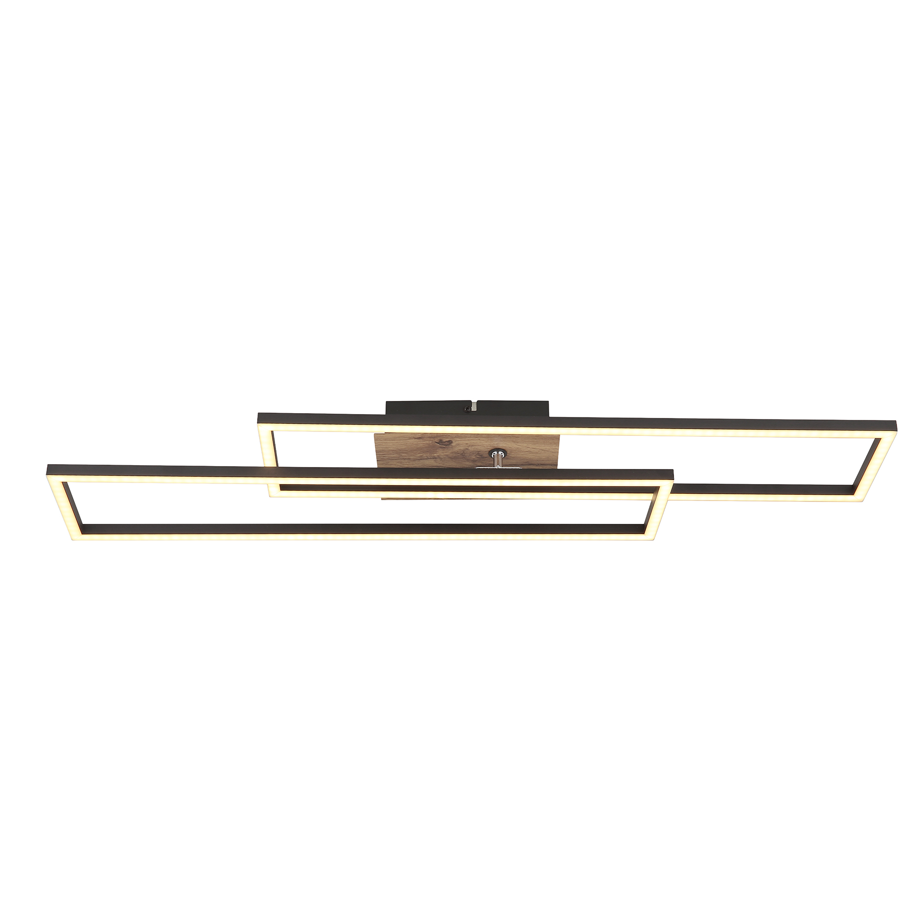 LED-Deckenleuchte - schwarz-Holzoptik-opal - 30 Watt