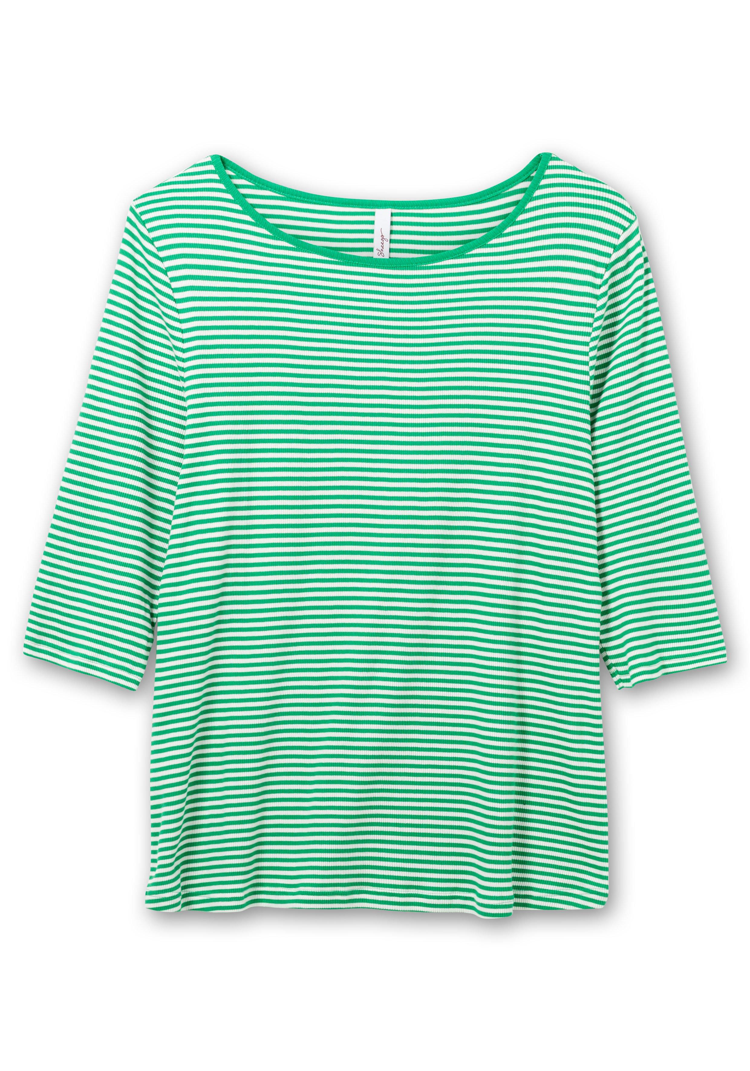 3/4-Arm-Shirt mit garngefärbten Ringeln