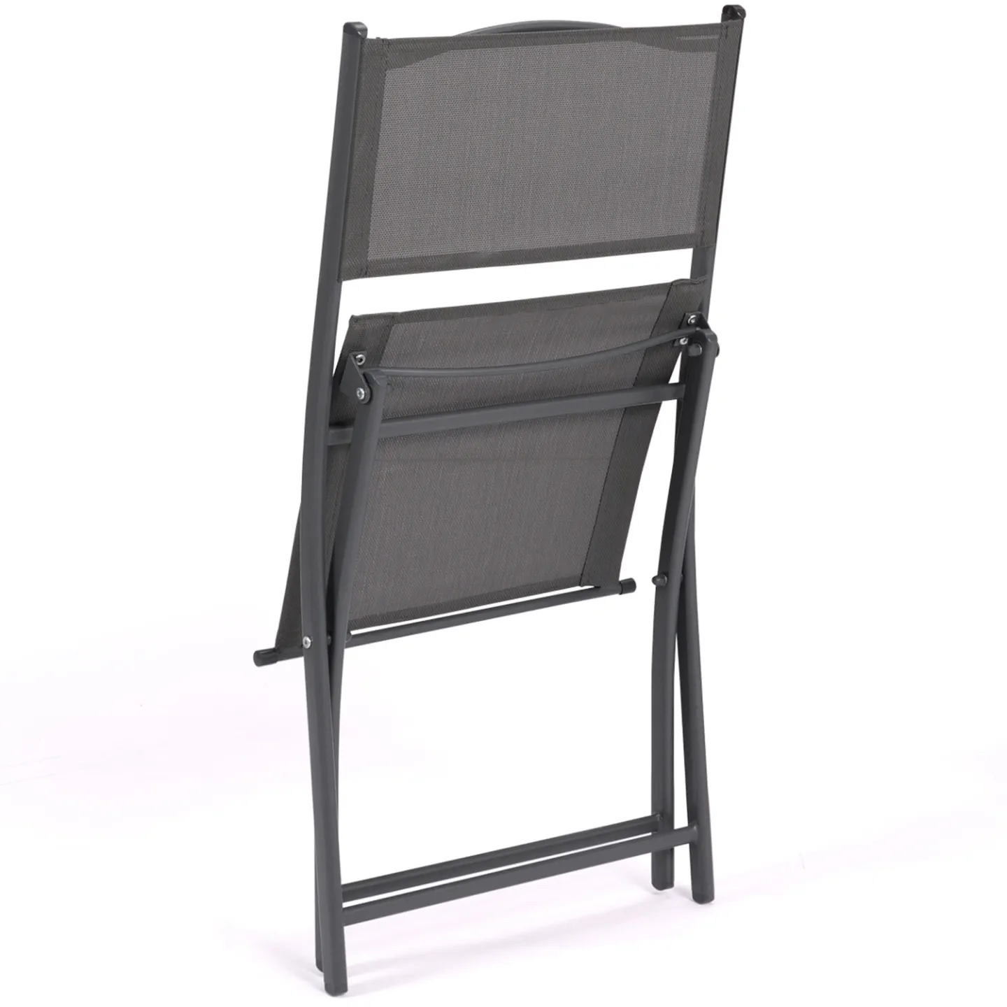 Lot de 6 chaises de jardin pliantes BASTIA métal et textilène gris anthracite