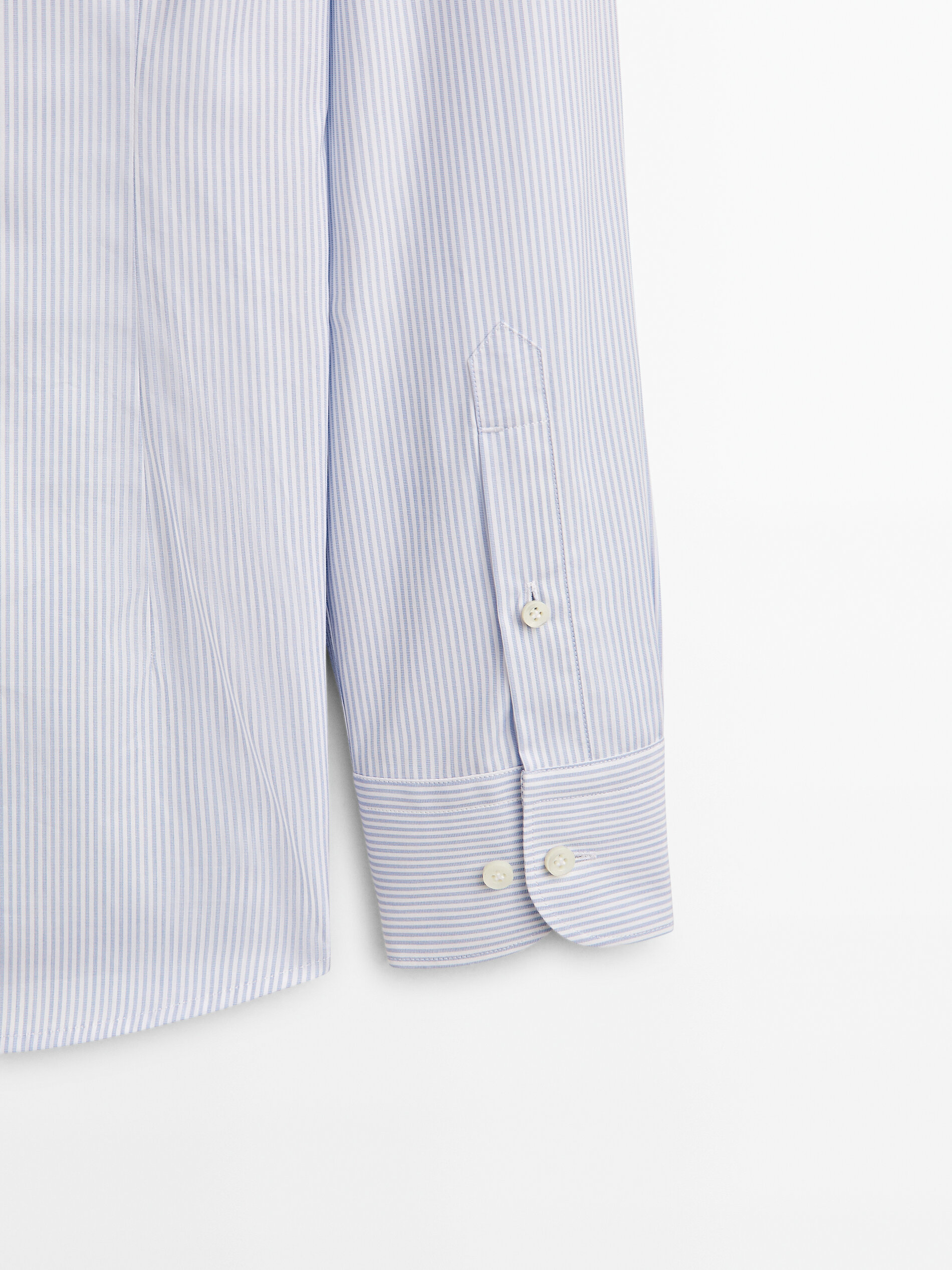 Camisa raias easy iron slim fit - CELESTE