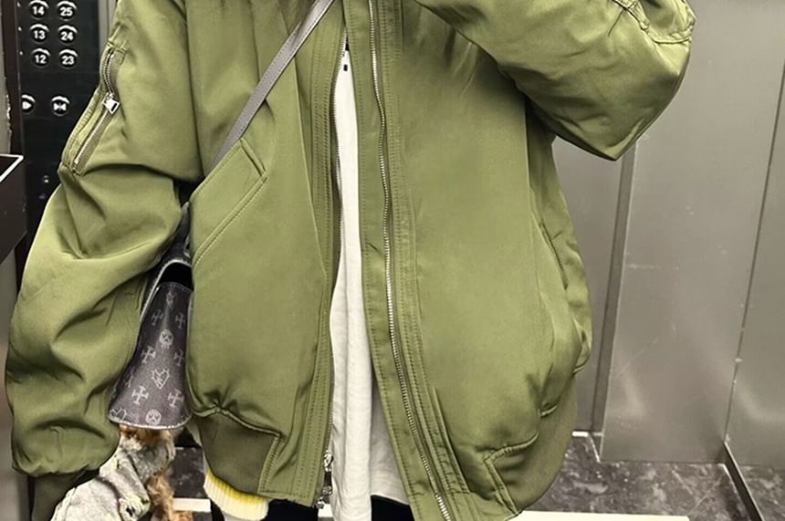 Chuoku - Effen oversized bomberjack met rits
