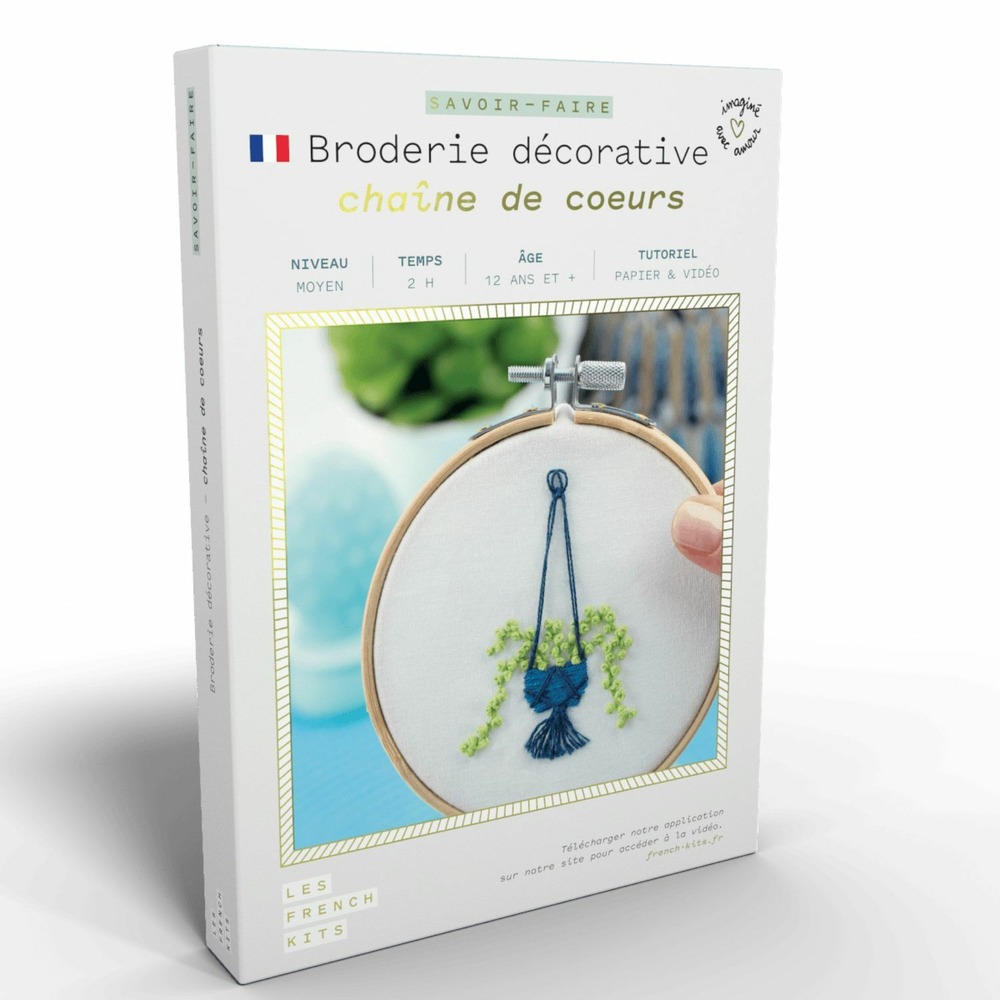 Coffret diy - broderie décorative - plante suspendue