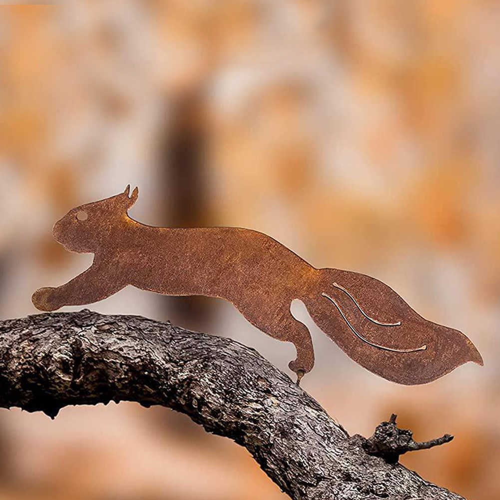 (30cm) Metall Rost Eichhörnchen Baum Dekoration Garten Accessoire