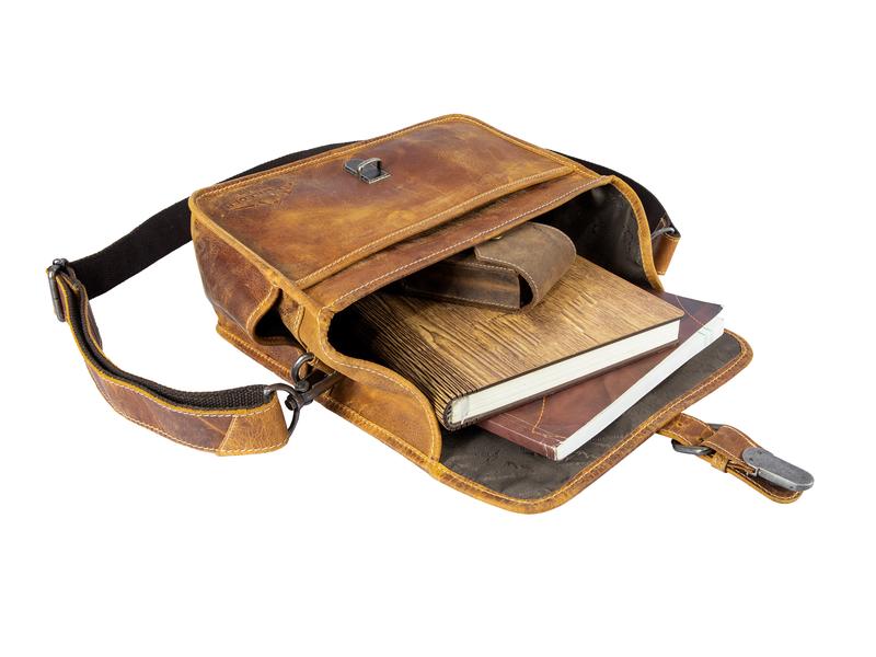 Alpenleder Kamera-Tasche Presse Beige Umhängetasche aus Echtleder
